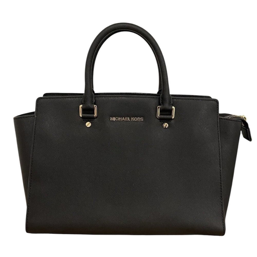 Michael Kors Selma Satchel Bag in Black Saffiano Leather